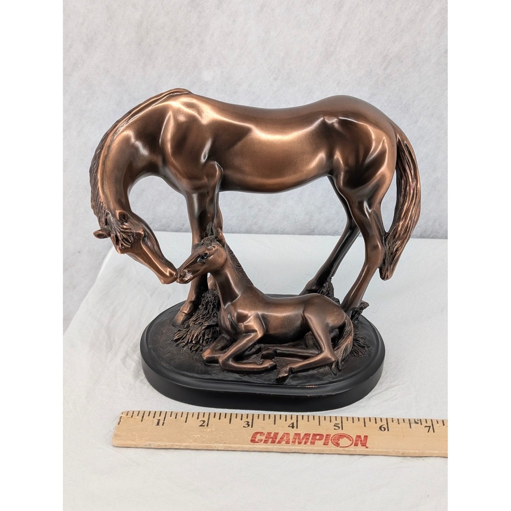 Bronze Finish Mare and Foal Horse Statue Equestrian Sculpture Western Home Decor - Picture 3 of 7